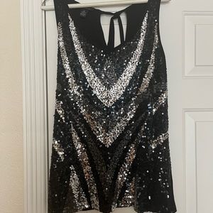 Sequin party top. Size medium silver and black